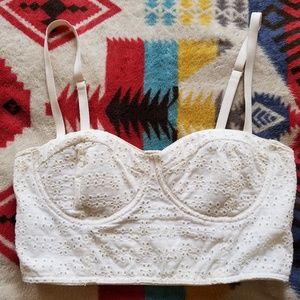 Classic White with Flower Detail cropped top